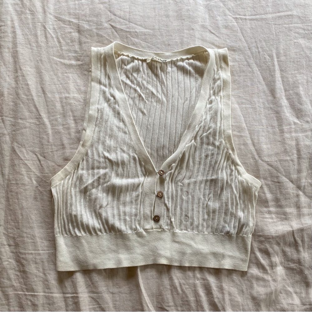 Free People Cream V-neck Tank